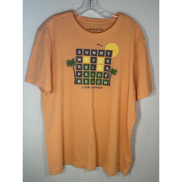 Life Is Good Mens Shirt Crusher Tee Mens Large Orange Peach Beach Vacation Shirt - Picture 1 of 9
